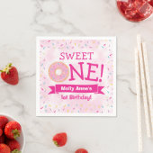 Sweet ONE Donut 1st Birthday Girl Pink Servet (Insitu)