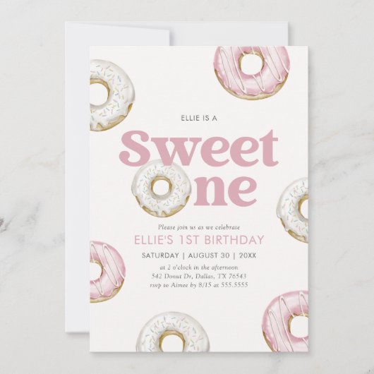 Sweet One Donut 1st Birthday Kaart (Voorkant)