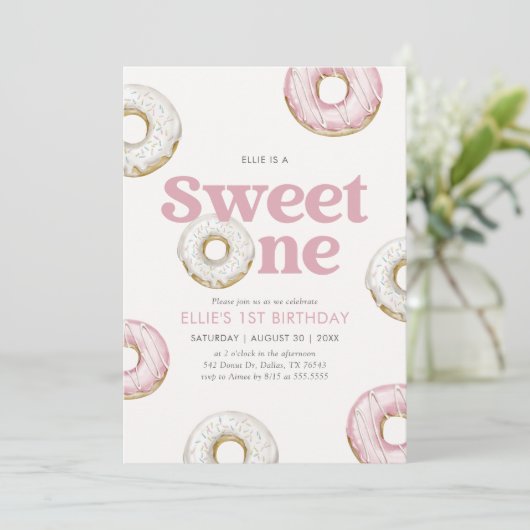 Sweet One Donut 1st Birthday Kaart (Staand voorkant)