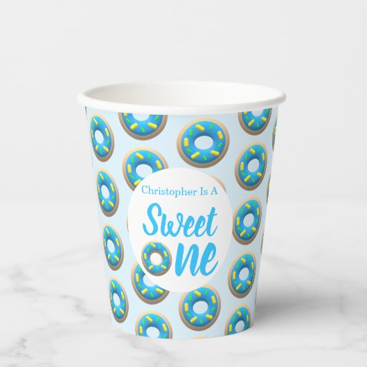 Sweet One Donut 1st Birthday Papieren Bekers (Voorkant)