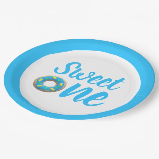 Sweet One Donut 1st Birthday Papieren Bordje (Gekanteld)