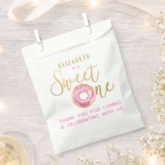 Sweet One Donut 1st Birthday Roze Goud Traktatie Bedankzakje (Geknipt)