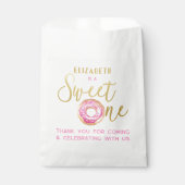 Sweet One Donut 1st Birthday Roze Goud Traktatie Bedankzakje (Voorkant)
