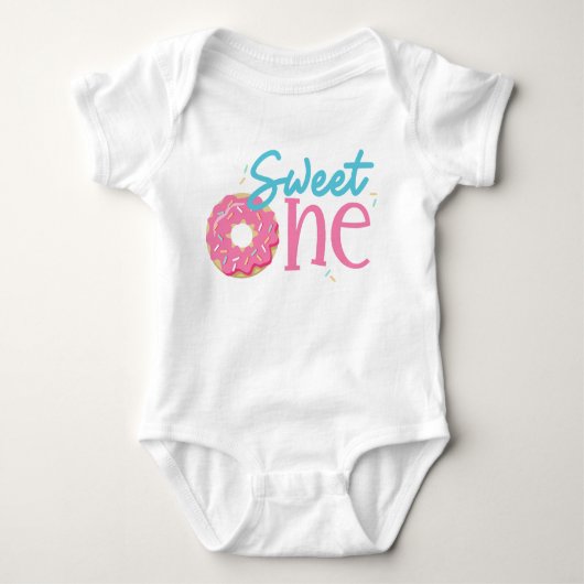 Sweet One Donut Baby Girl First Birthday Romper (Voorkant)