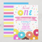 Sweet One Donut Birthday Uitnodiging (Voorkant / Achterkant)