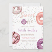 Sweet One Donut Birthday-uitnodigingen Kaart (Voorkant)