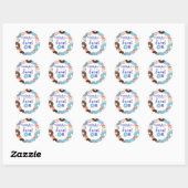 Sweet One Donut Blue Boy Eerste Verjaardagsfeest Ronde Sticker (Vel)