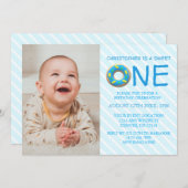 Sweet One Donut Boy 1st Birthday Foto Kaart (Voorkant / Achterkant)