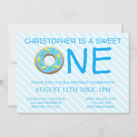 Sweet One Donut Boy 1st Birthday Kaart (Voorkant)