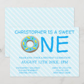 Sweet One Donut Boy 1st Birthday Kaart (Voorkant / Achterkant)