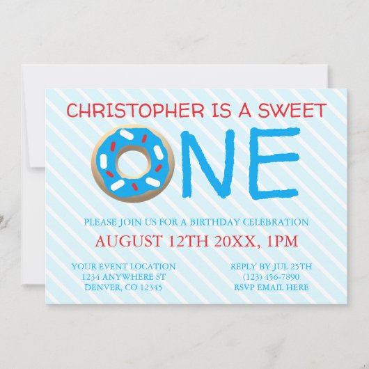Sweet One Donut Boy 1st Birthday Kaart (Voorkant)