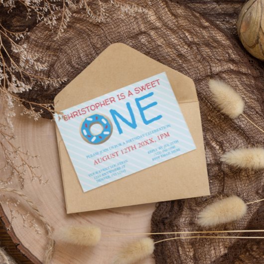 Sweet One Donut Boy 1st Birthday Kaart