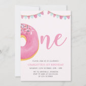 Sweet One Donut Eenvoudig 1e eerste verjaardagsfee Kaart (Voorkant)