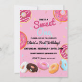 Sweet One Donut First Birthday Party Invitation Kaart (Voorkant)