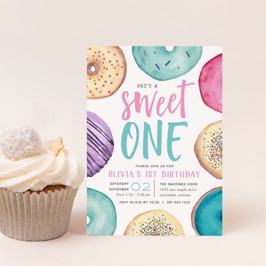 Sweet One | Donut First Birthday Party Kaart