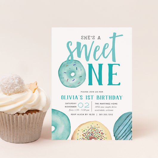 Sweet One | Donut First Birthday Party Kaart