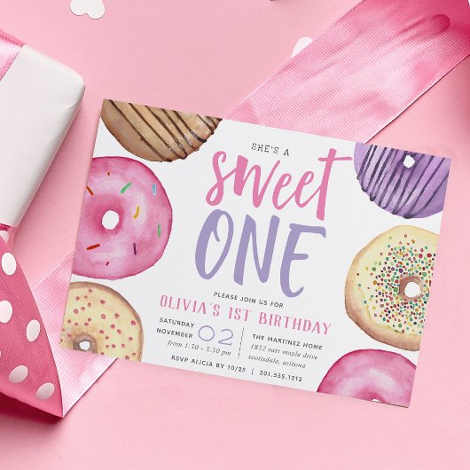 Sweet One | Donut First Birthday Party Kaart