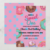 Sweet One Donut First Birthday Party Kaart (Voorkant / Achterkant)