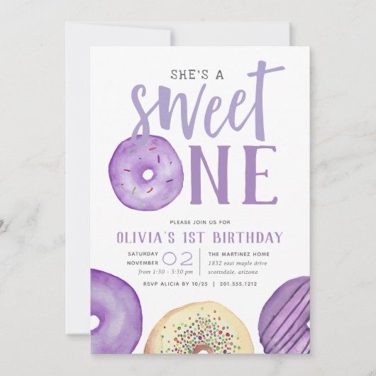 Sweet One | Donut First Birthday Party Kaart (Voorkant)