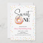 Sweet One Donut First Birthday Party Kaart (Voorkant)
