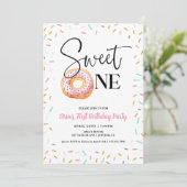 Sweet One Donut First Birthday Party Kaart (Staand voorkant)