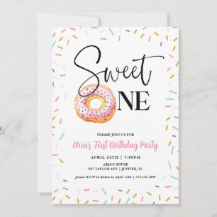 Sweet One Donut First Birthday Party Kaart