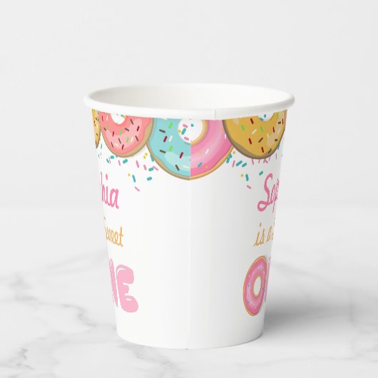 Sweet One Donut First Birthday Party Papieren Bekers (Rechts)