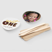 Sweet One Donut First Birthday Photo Chocolade Handwaaier (Niet-gemonteerd)
