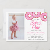 Sweet One Donut Foto Eerste Verjaardagsfeest Kaart (Voorkant)
