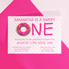 Sweet One Donut Girl 1st Birthday Kaart