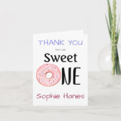 Sweet One Donut Girl's 1e verjaardag Dank je kaart (Voorkant)