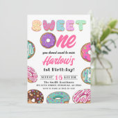 Sweet One Donut Meisje's 1e Verjaardag Kaart (Staand voorkant)