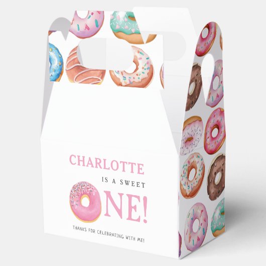 Sweet One Donut Pink 1e eerste verjaardag Bedankdoosjes (Geopend)
