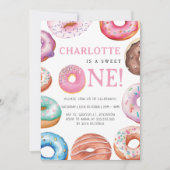 Sweet One Donut Pink 1e eerste verjaardag Kaart (Voorkant)