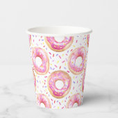 Sweet One Donut Pink 1e verjaardagsfeestje Papieren Bekers (Achterkant)