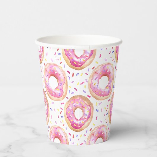 Sweet One Donut Pink 1e verjaardagsfeestje Papieren Bekers (Rechts)