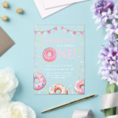 Sweet One Donut Pink eerste verjaardagsfeestje Acryl Uitnodigingen (Insitu (Huwelijk))