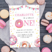 Sweet One Donut Pink eerste verjaardagsfeestje Kaart