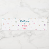 Sweet One Donut Schattige Kleurrijk Waterfles Etiket (Enkel label)