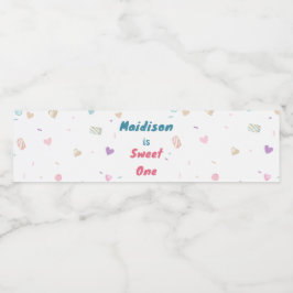 Sweet One Donut Schattige Kleurrijk Waterfles Etiket