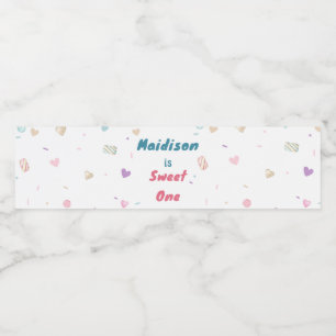 Sweet One Donut Schattige Kleurrijk Waterfles Etiket