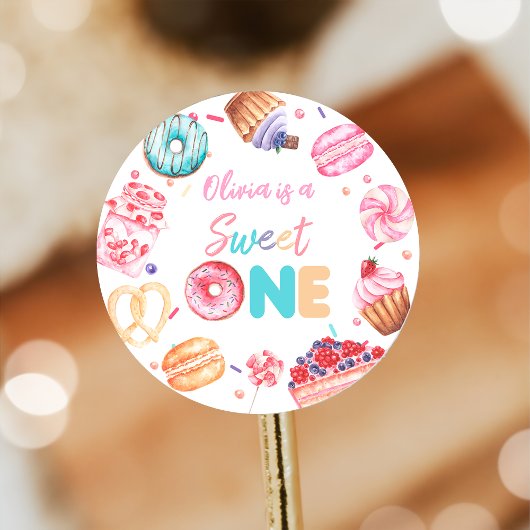 Sweet One Donut Snoep Verjaardag Sticker