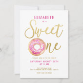 Sweet One Donut Sprinkle Girl 1e verjaardag Kaart (Voorkant)