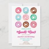 Sweet One Donut Sprinkles 1e verjaardagsfeestje Kaart (Voorkant)