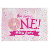 Sweet ONE Donut Sprinkles 1st Birthday Girl Groot Cadeauzakje (Achterkant)
