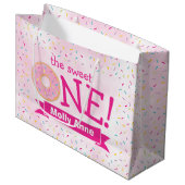 Sweet ONE Donut Sprinkles 1st Birthday Girl Groot Cadeauzakje (Voorkant Gekanteld)