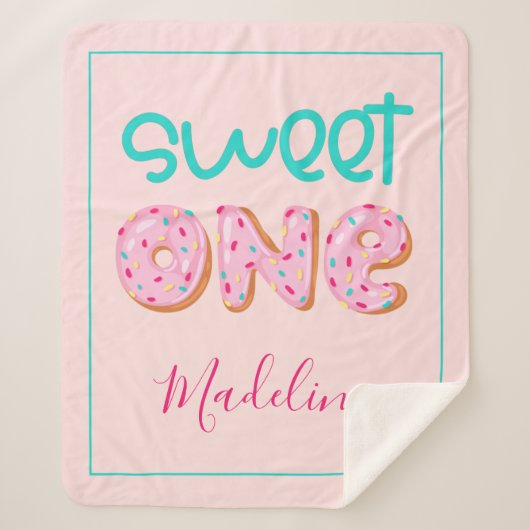 Sweet One Donut Sprinkles Design Persoonlijke Baby Sherpa Deken (Voorkant)