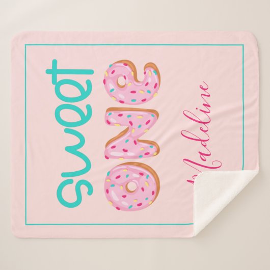 Sweet One Donut Sprinkles Design Persoonlijke Baby Sherpa Deken (Voorkant (horizontaal))