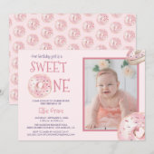 Sweet One Donut thema foto Eerste verjaardag Kaart (Voorkant / Achterkant)
