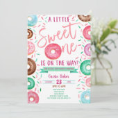 Sweet One Donut ThMED Baby shower Invitation Kaart (Staand voorkant)